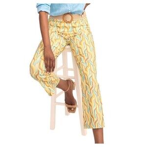 J.McLaughlin Ivy Pant Pull On Kick Flare Crop Chevron Step Print Size 2